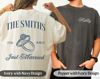 Just Married Comfort Colors Shirts, Custom Name Honeymoon Tshirt, Mr and Mrs Tees, Honeymoon Club Shirts, Couple Tee