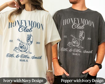 Custom Honeymoon Social Club Tshirt, Mr and Mrs Comfort Colors Shirts, Just Married Shirts, Honeymoon Club Shirts, Couple Tee