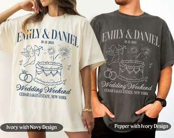 Personalized Cocktail Wedding Shirt with Location, Wedding Guests Merch For Luxury Wedding, Wedding Party Favors, Wedding Party Social Club