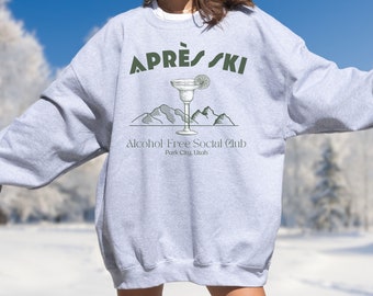 Personalized Apres Ski Sweatshirt Alcohol Free, Gift For Skier, Retro Ski Sweater, Vintage Winter Sports Crewneck, Apres Ski Pregnacy Gift