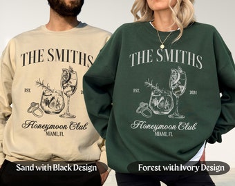 Custom Honeymoon Social Club Crewneck, Mr and Mrs Sweaters, Just Married Shirts, Honeymoon Club Sweatshirts, Couple Crewneks
