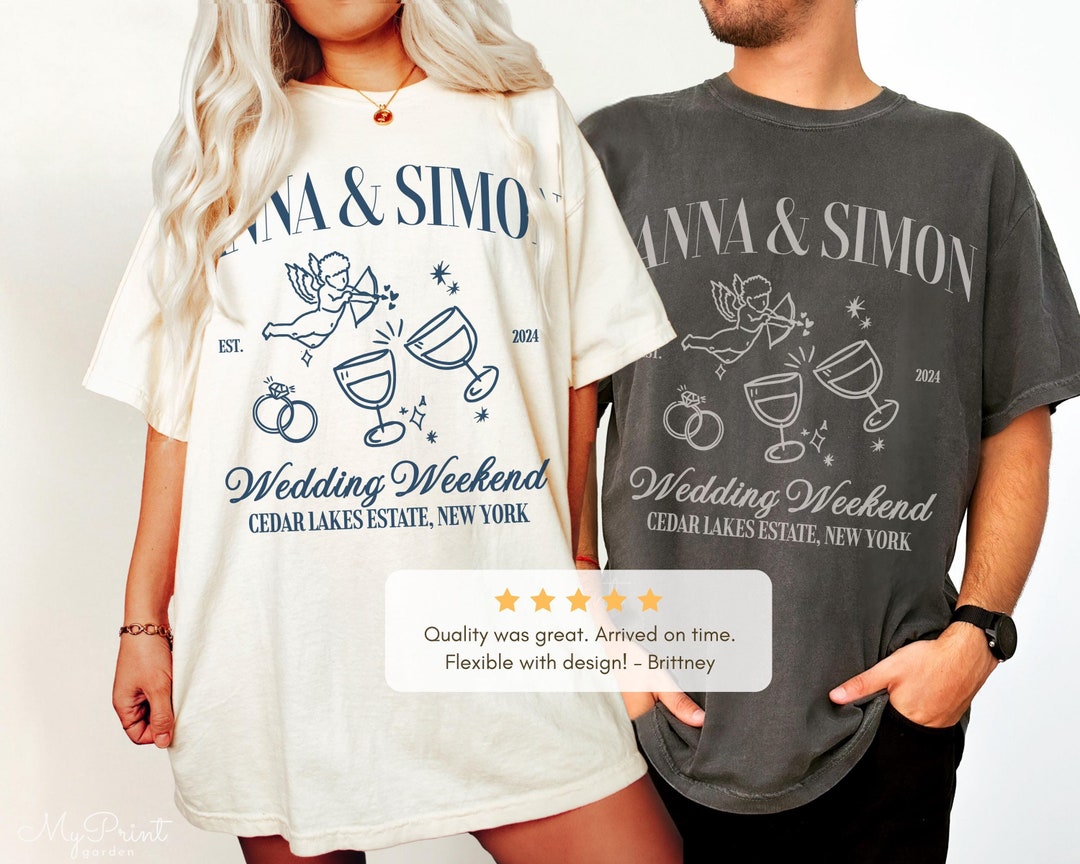 Wedding Merch Examples Personalized Luxury Wedding Shirt With Location, Wedding Guests Merch ...