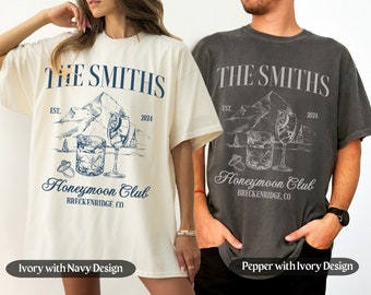 Custom Mountain Honeymoon Social Club Tshirt, Mr and Mrs Comfort Colors Shirts, Just Married Shirts, Ski Honeymoon Club Shirts, Couple Tee