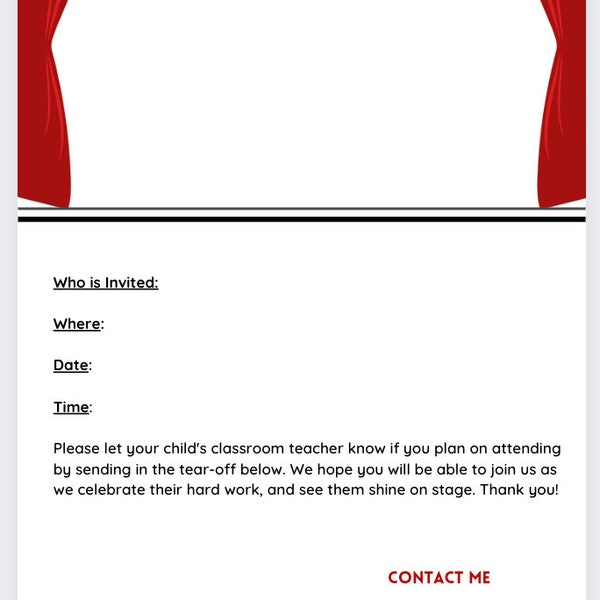 Editable Theater Class Performance Invitation Template