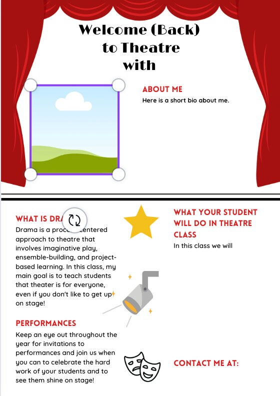 Editable Elementary Theater Class Monthly Newsletter Templates - Etsy
