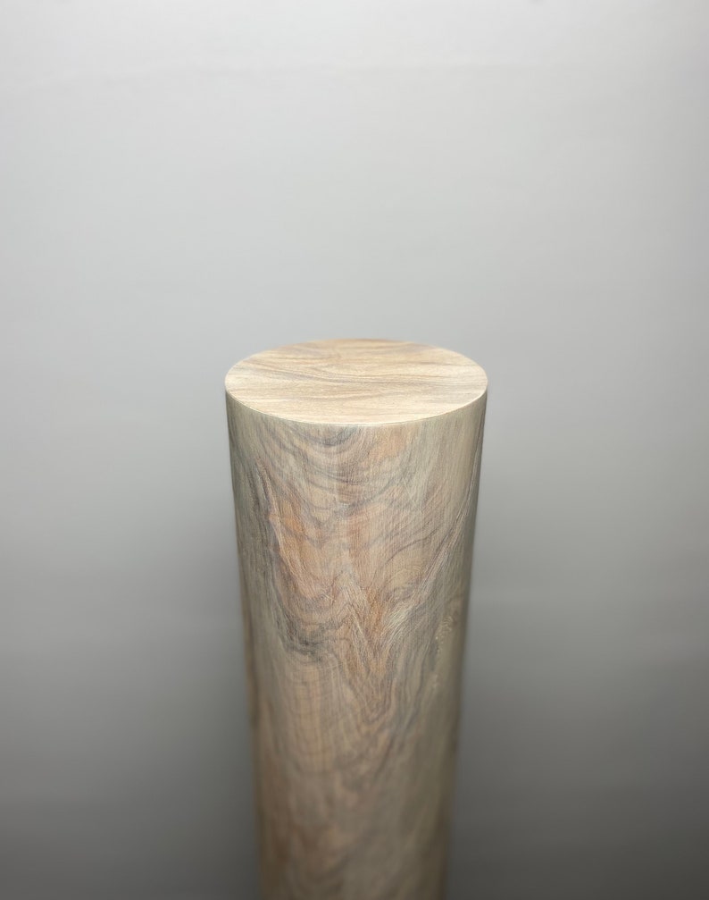 Lampadaire en bois d'olivier rond blanc image 6