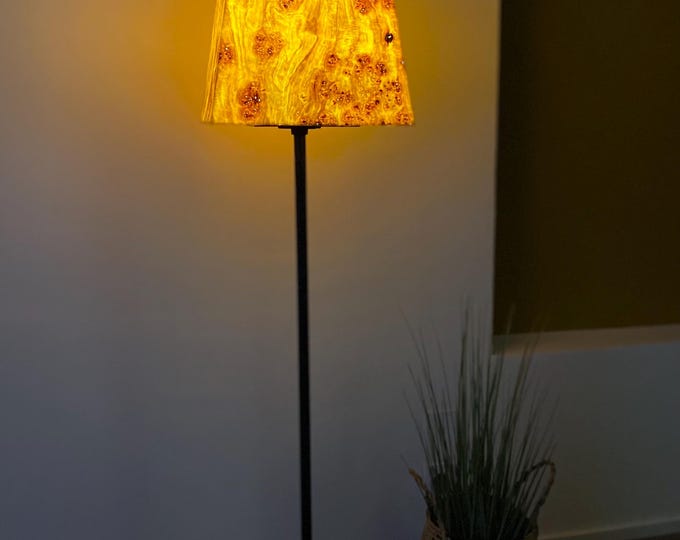Floor lamp real wood poplar burl with dimming function