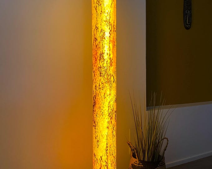 Floor lamp real wood birch burl bird's eye