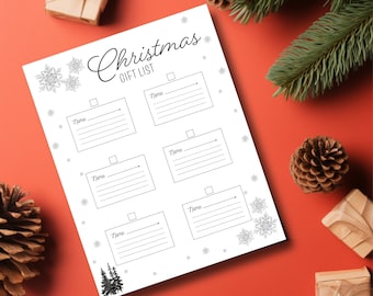 Printable Gift List, Printable Shopping List, Christmas Shopping list, Christmas Gift List, Christmas Gift Planner, Christmas Checklist