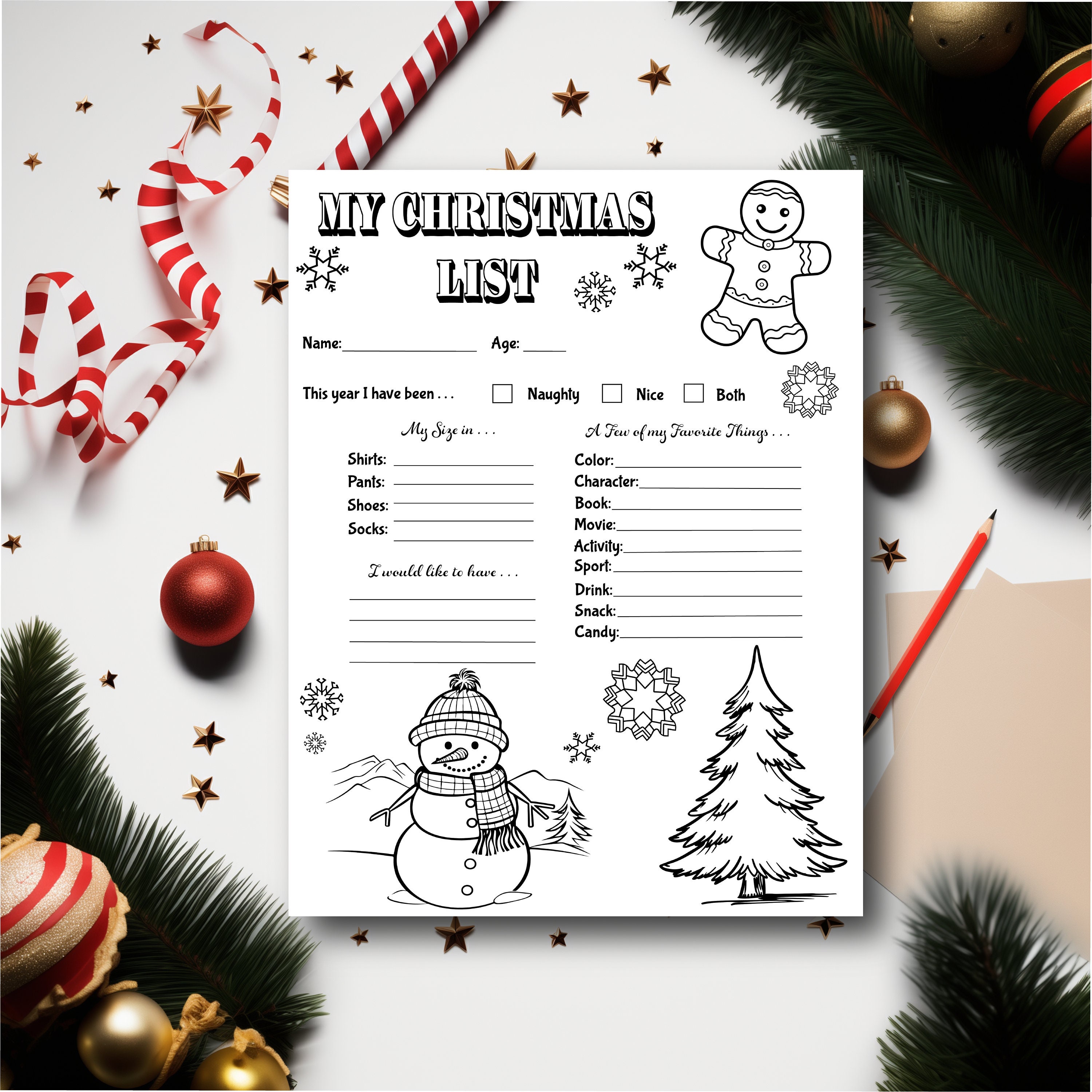 Kids Holiday Wish List, Kids Christmas Wish List Coloring Page, Letter ...