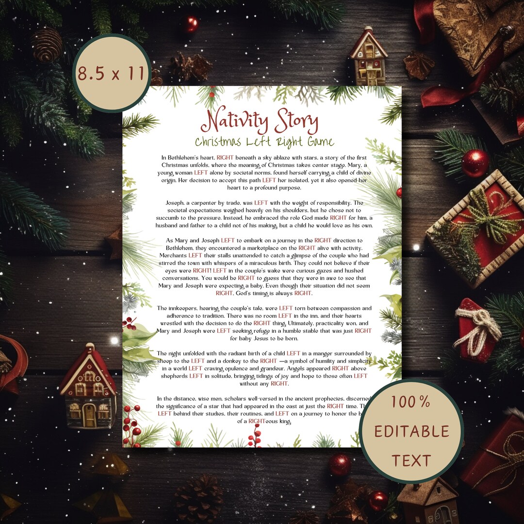 Nativity Story Left Right Christmas Game, Christmas Gift Exchange Game ...