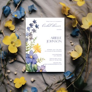 Bloemen bruids douche uitnodiging, afdrukbare uitnodiging sjabloon, bruids douche uitnodigen, Tea Party bruids douche, iets blauw bruids douche