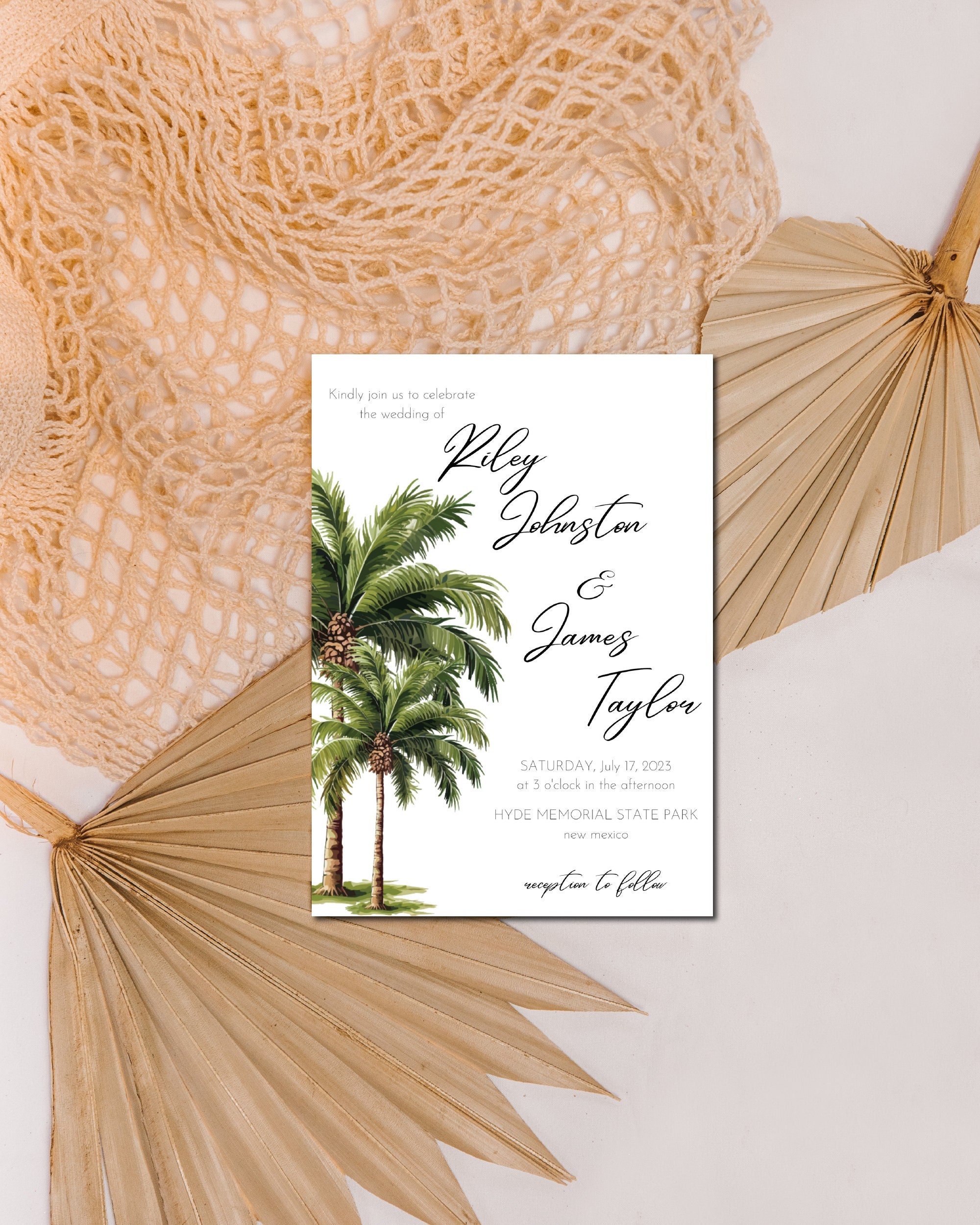 Palm Tree Wedding Invitation | Printable Invitation Template | Beach ...