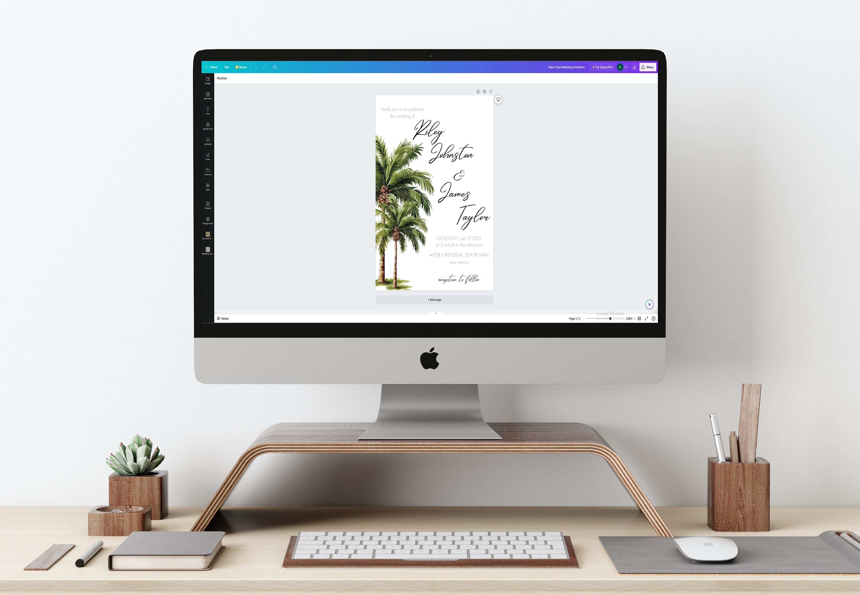 Palm Tree Invitation Set | Printable Wedding Invitation Template ...