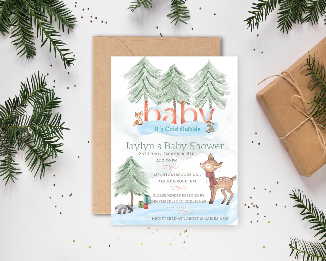Baby It's Cold Outside Neutral Baby Shower Printable Invitation ...
