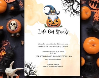 Lets Get Spooky Halloween Party Invitation, Printable Invitation Template, Pumpkin Invite, DIY Invite, Halloween Invitation, Halloween Decor