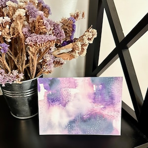 Tarjeta abstracta morada, tarjetas en blanco, tarjetas plegadas de 7 x 10, sobres incluidos, tarjeta de acuarela