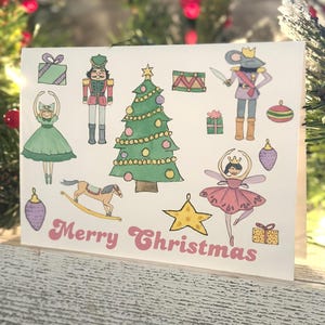Cartão de Natal O Quebra-Nozes, Papelaria de Balé O Quebra-Nozes, Cartão de Natal em aquarela, Cartão dobrado 7x10
