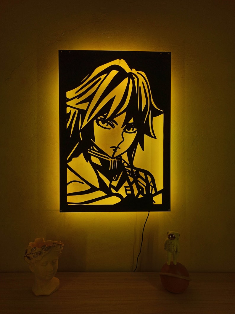 Anime Manga Lighted up WOODEN Wall Art RGB 16 Colors Remote Etsy