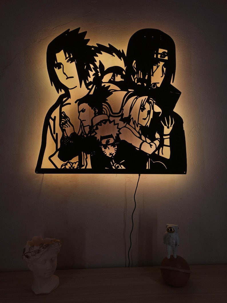 Anime Manga Lighted up WOODEN Wall Art RGB 16 Colors Remote Etsy