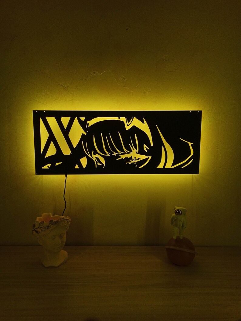 Anime Manga Lighted up WOODEN Wall Art RGB 16 Colors Remote Etsy