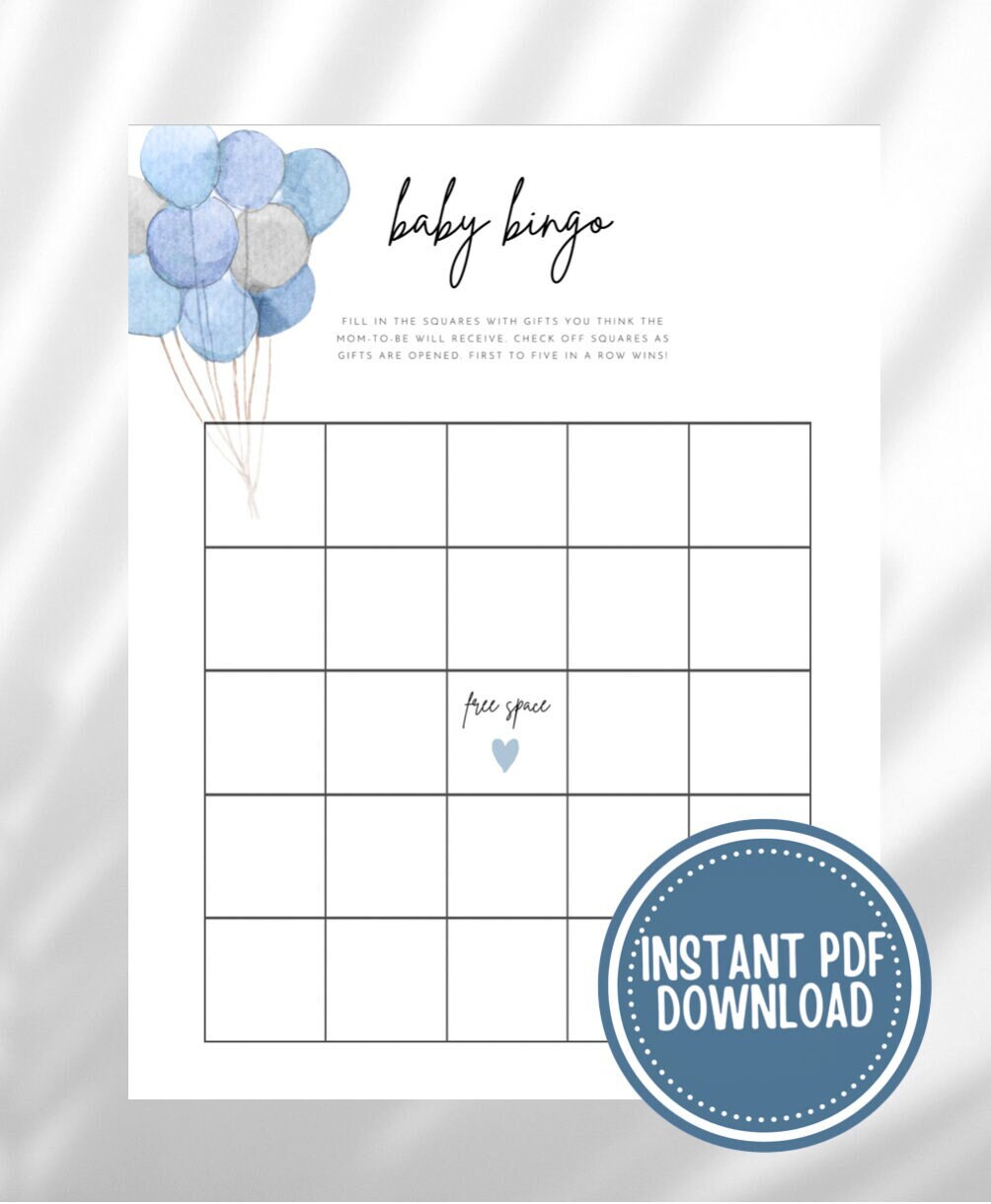 Baby Shower Bingo Game 5x5 Blank Baby Bingo Card Baby - Etsy