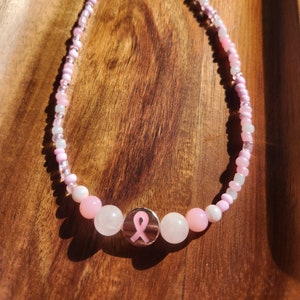 Breast Cancer Beaded Necklace