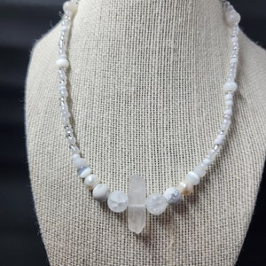 White Crystal Kyber Crystal Beaded Necklace