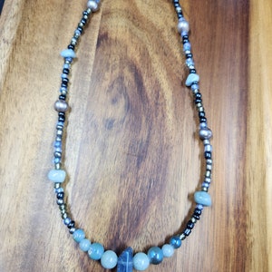 Grey Crystal Kyber Crystal Beaded Necklace