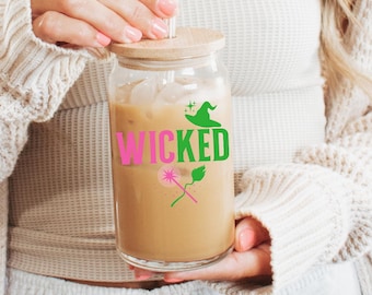 Wicked Change For Good Tumbler,Wizard Themed Glass, In My Era Cool Wicked,Elphaba Musical Fan,Beer Can Glass with Lid and Straw Gift Ide