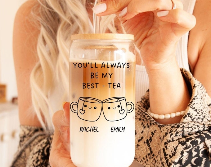 Custom Best Friend Iced Coffee Cup, Personalized Friend Glass Cup, Custom Beer Can Glass,  Friendship  Gift,  Friend Birthday Gift Glass Cup