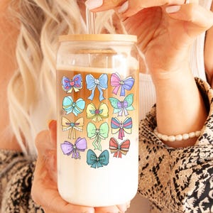 Disney Princess Coquette Glass Can,Cute Disney Bow Princess Tumbler, 16oz Tumbler,Beer Can Glass with Lid and Straw,Disney Tumbler Gift Idea