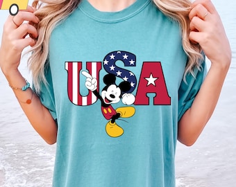 COMFORT COLORS Disney 4th of July shirt, Mickey American 4th of July Shirts, Mickey and Minnie USA Shirt, 4th Of July Patriotic Shirt