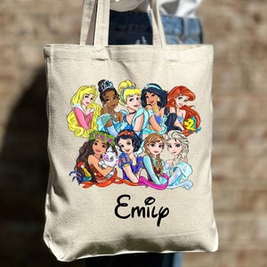 Benutzerdefinierte Disney Princess Squad Einkaufstasche Disney süße Einkaufstasche, Disney Einkaufstasche Disney Urlaub Einkaufstasche, Disney Prinzessin personalisierte Einkaufstasche