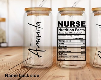 Nurse Tumbler, Medicine Glass Tumbler, Nurse Appreciation Iced Coffee Cup, 16oz Glass Cup, Beer Can Glass with Lid and Straw,Nurse Gift Idea