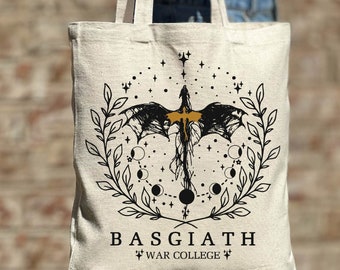 Fourth Wing Tote Bag, Basgiath War College Canvas Bag, Dragon Rider, Bookish Tote Bag\ Riders Quadrant, Fantasy reader