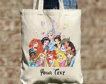 Benutzerdefinierte Disney Princess Squad Schloss Einkaufstasche Disney süße Einkaufstasche, Disney Einkaufstasche Disney Urlaub Einkaufstasche, Disney Prinzessin personalisierte Tasche