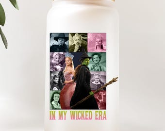 Wicked Era Tumbler,Wizard Themed Glass,Wicked Character,In My Era Cool Wicked,Elphaba Musical Fan,Beer Can Glass with Lid and Straw Gift Ide