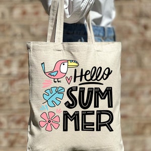 Hallo zomer draagtas, schattige papegaai draagtas, zomercadeau, leuke zomer draagtas, zomerliefhebber cadeau draagtas, Aloha zomer, schattige draagtas