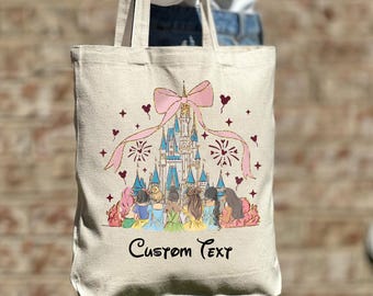 Benutzerdefinierte Vintage Prinzessin Schloss Tasche, Disneyland Schloss beste Freunde Geschenk, BTW Mädchen Reise Einkaufstasche, Disney World Urlaub Einkaufstasche