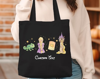 Benutzerdefinierte Rapunzel Prinzessin Einkaufstasche, Disney verhedderte Symbole, Rapunzel und Pascal Tasche, ästhetische Disney Tasche, Mädchen Reise