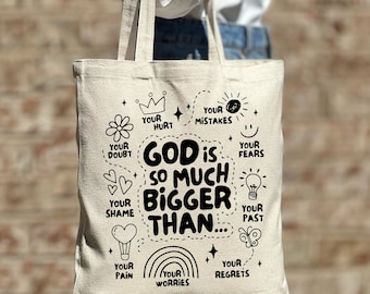 God is so Much Bigger Than Tote Bag, Motivational tote bag, Believe Jesus Tote Bag, Gift Tote Bag, Casual Canvas Tote, Women Shoulder Bag