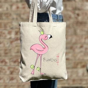 Lustige Flamingo Tragetasche, heiße Flamingo Tragetasche, Tier Liebhaber Geschenk, süße Tragetasche, Canvas Tasche, ästhetische Tasche, lässige Canvas Tote, Geschenk Tragetasche