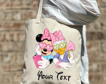 Benutzerdefinierte Disney Minnie Daisy Einkaufstasche, Disney süße Einkaufstasche, Disney Einkaufstasche, Disney Urlaub Einkaufstasche, Disney Prinzessin personalisierte Tasche