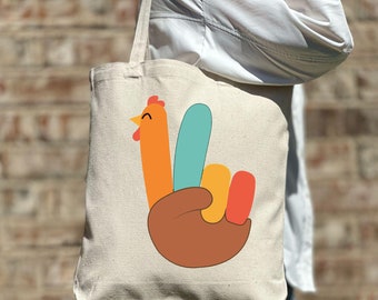 Danksagungs-Frieden Truthahn-Einkaufstasche, Danksagungs-nette Einkaufstasche, Herbst-Einkaufstasche, dankbare Einkaufstasche, Danksagungs-Geschenkidee, niedliche Geschenk-Einkaufstasche