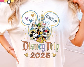 COMFORT COLORS Disney 2025 Koszulki, Disney Family Matching T-shirt, Spersonalizowany Disney Family 2025 Tee, 2025 Disney Trip Shirt, Disney Vacation