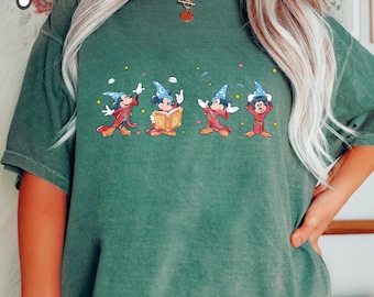 COMFORT COLORS Walt Disney Fantasia Mickey Watercolor T-Shirt , Fantasia Mickey Shirt, Disneyland Family Matching Shirt, Mickey Sorcerer Tee
