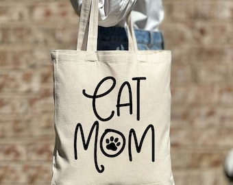 Katzenmama Tote, lustige Katzen Tragetasche, Katzen Tragetasche, Katzen Liebhaber Geschenk, süße Tragetasche, Canvas Tasche, Ästhetische Tasche, Lässige Canvas Tragetasche, Geschenk Tragetasche