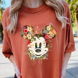 COMFORT COLORS Flower Mickey Shirt, Disney Garden Festival Shirt, Mickey Shirt, Floral Disney Shirt, Floral Mickey Shirt, Gardener Gift