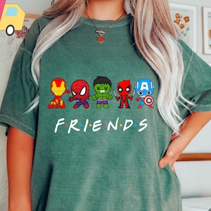 COMFORT COLORS Superhero Friends Shirt, Cute Avengers Shirts, Cute Friends Shirt, Superhero T-shirt, Christmas Gift Shirt